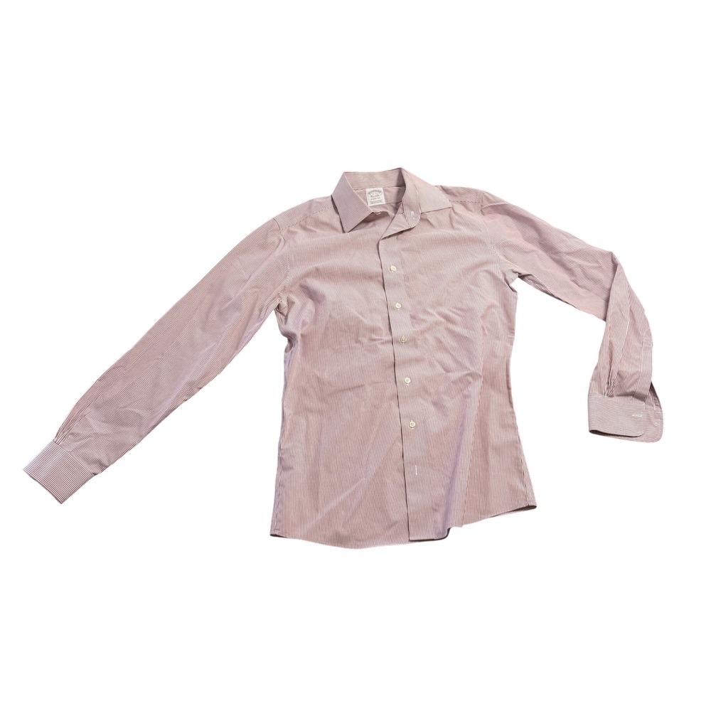 Brooks Brothers Soho Fit Mens 15-33 Red White Stripe Supima Cotton Dress Shirt